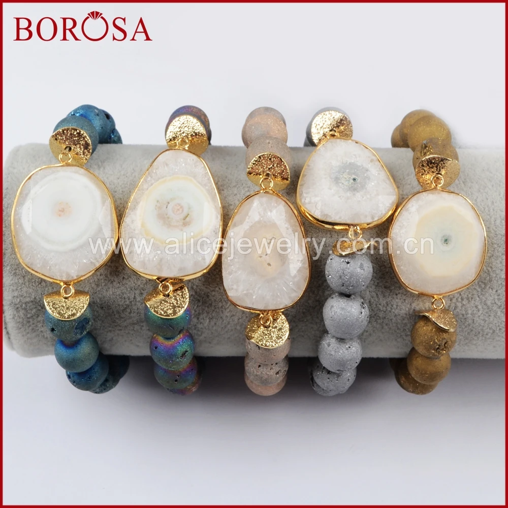 Кварцевые браслеты BOROSA Sun Flower золотой белый Солнечный кварцевый браслет с
