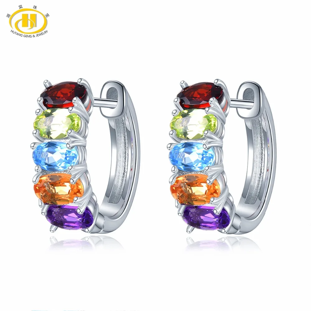 Hutang 1.65ct Multi Gemstone Hoop Earrings Natural Amethyst Peridot Citrine Garnet 925 Silver Fine Jewelry for Women's Gift New
Hutang 1.65ct Multi Gemstone Hoop Earrings Natural Amethyst Peridot Citrine Garnet 925 Silver Fine Jewelry for Women's Gift New