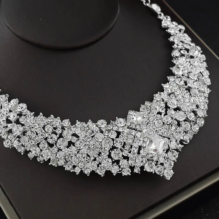 Bride headdress crown three - piece suit jewelry wedding accessories hair ornaments necklace earrings jewelryAD1924 | Украшения и