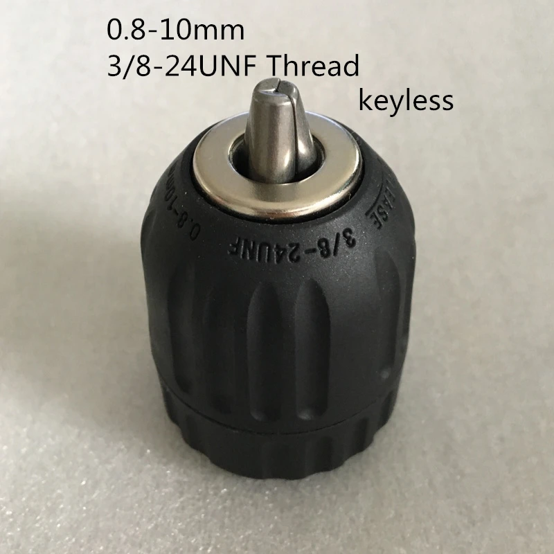 Keyless drill chuck 10mm Thread 3/8 24UNF impact drill capacity 0.8-10mm chuck good quality power tool accessories
Keyless drill chuck 10mm Thread 3/8 24UNF impact drill capacity 0.8-10mm chuck good quality power tool accessories