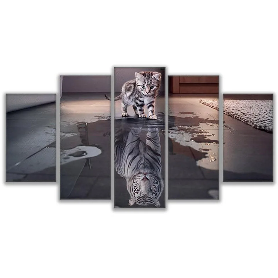 Embelish 5 Panels Wall Art Pictures Animal Cat New Cuadros Tiger Modern Home Decor HD Canvas Painting Modular Posters Framed
Embelish 5 Panels Wall Art Pictures Animal Cat New Cuadros Tiger Modern Home Decor HD Canvas Painting Modular Posters Framed