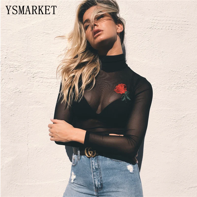Spring Autumn Long Sleeve Black Transpare Bodysuit Women Mesh Sexy Slim Fit Jumpsuit Floral Embroidery Rompers Playsuit EP171010
Spring Autumn Long Sleeve Black Transpare Bodysuit Women Mesh Sexy Slim Fit Jumpsuit Floral Embroidery Rompers Playsuit EP171010