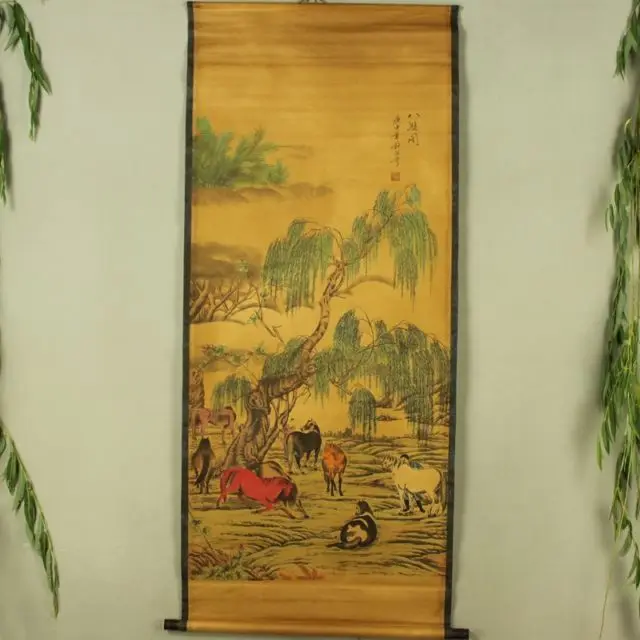 China Antique collection Boutique Calligraphy and painting The eight horse diagram
China Antique collection Boutique Calligraphy and painting The eight horse diagram
