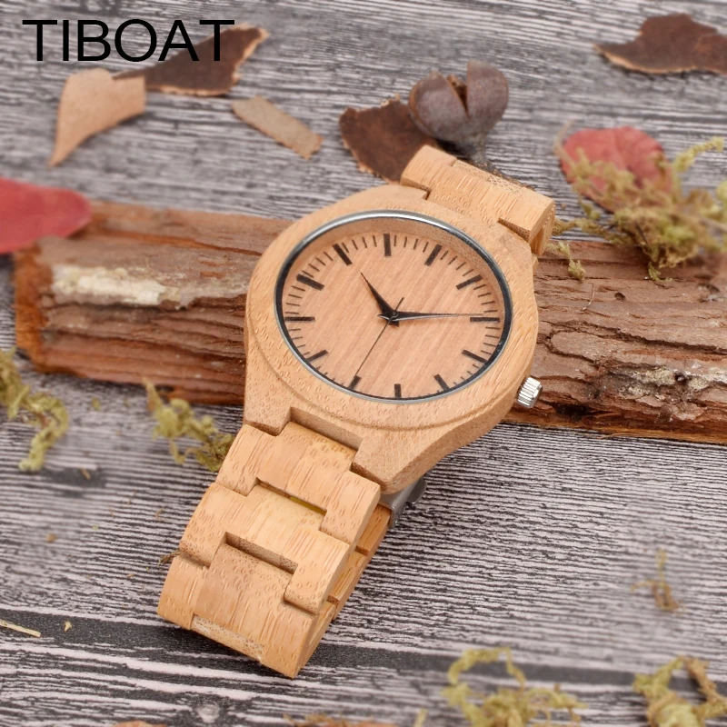 Relogio masculino tiboat модные Для мужчин часы Дизайн деревянные Японский кварцевый 2035