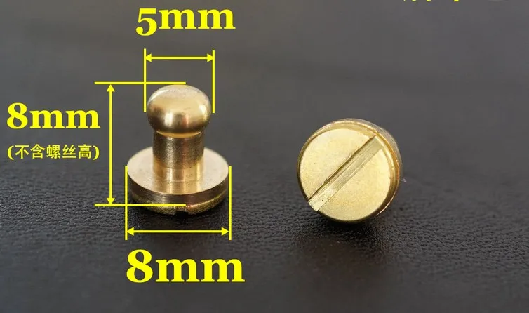 50pcs/lot High Quality 5mm Stud Screw Round Head Solid Brass Nail Leather Screw Rivet Chicago Button For DIY Leather Decoration
50pcs/lot High Quality 5mm Stud Screw Round Head Solid Brass Nail Leather Screw Rivet Chicago Button For DIY Leather Decoration