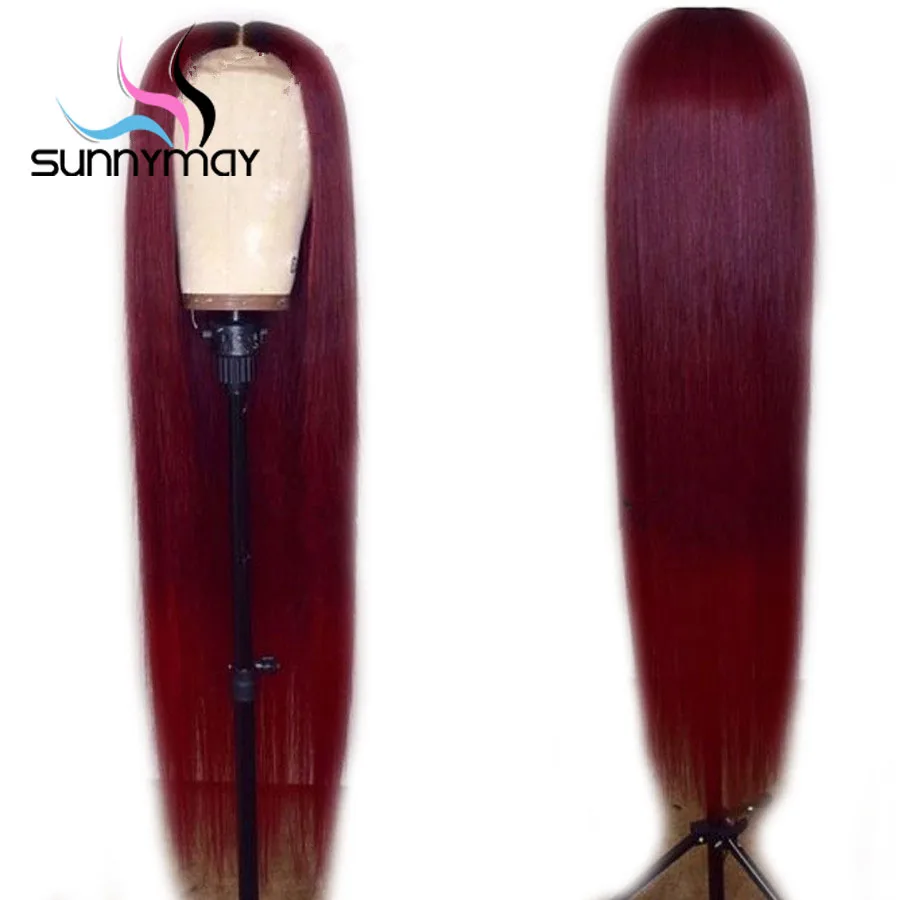 Sunnymay 13x4 бордовый Синтетические волосы на кружеве парик с волосами младенца