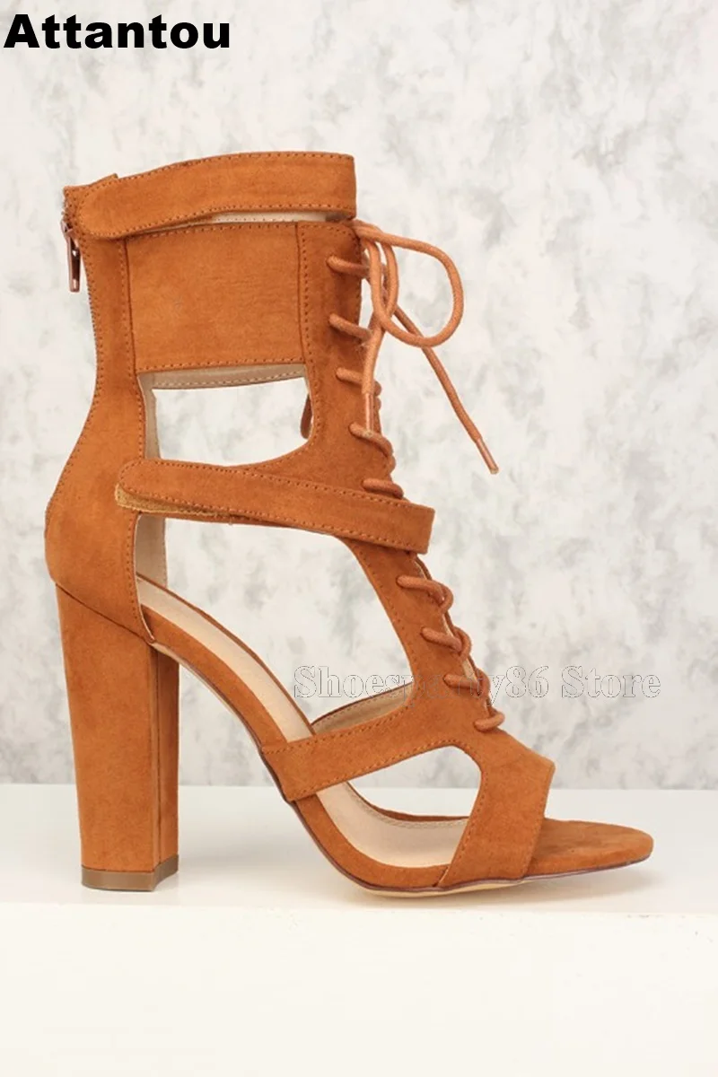 New Fashion Luxury Suede Leather Lace Up Gladiator Sandal Boots Women Chunky Block Heeled Open Toe High Heel Sandals
New Fashion Luxury Suede Leather Lace Up Gladiator Sandal Boots Women Chunky Block Heeled Open Toe High Heel Sandals
