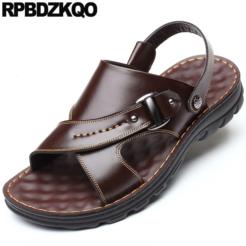 Slides Water Shoes Flat 2021 Brown Men Sandals Leather Summer Designer Beach Slippers Soft Native Casual Famous Brand Platform
Slides Water Shoes Flat 2021 Brown Men Sandals Leather Summer Designer Beach Slippers Soft Native Casual Famous Brand Platform