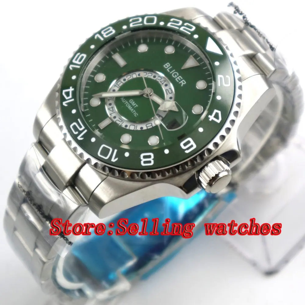43mm Bliger Stainless Steel Case green Dial green Ceramic Bezel Luminous Mechanical Mens Wristwatch
43mm Bliger Stainless Steel Case green Dial green Ceramic Bezel Luminous Mechanical Mens Wristwatch