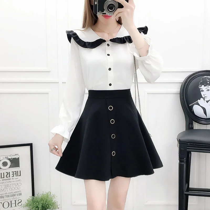 Mori Girl Japanese Cute Chic Suit Fresh Temperament Lady Long-sleeved Shirt + High Waist A-line Skirt Two-piece Suit
Mori Girl Japanese Cute Chic Suit Fresh Temperament Lady Long-sleeved Shirt + High Waist A-line Skirt Two-piece Suit