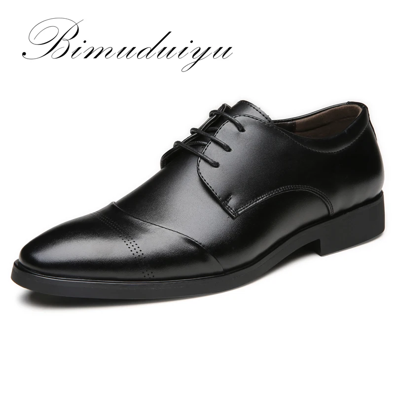 BIMUDUIYU 38-47 High Quality Leather Dress Shoes Tide Pointed England Style Business Wedding Formal Flats Black Shoes For Men
BIMUDUIYU 38-47 High Quality Leather Dress Shoes Tide Pointed England Style Business Wedding Formal Flats Black Shoes For Men