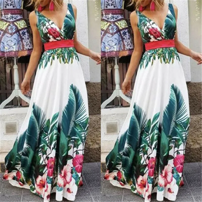 Women Dress Fashion Sleeveless V Neck Women Dresses Floral Printed Formal Dresses Vestidos Female Long Maxi Dress Casual Robe
Women Dress Fashion Sleeveless V Neck Women Dresses Floral Printed Formal Dresses Vestidos Female Long Maxi Dress Casual Robe