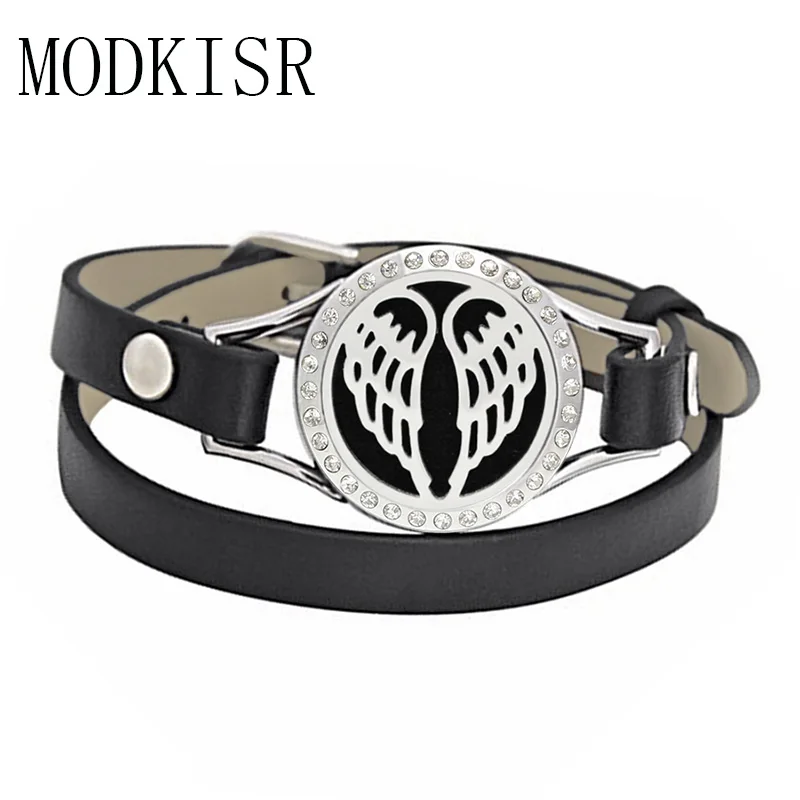 MODKISR Wholesale Feather Zircon Stainless Steel Leather Aromatherapy Bracelet Locket Twist Bracelet to send 5 color pad NY06
MODKISR Wholesale Feather Zircon Stainless Steel Leather Aromatherapy Bracelet Locket Twist Bracelet to send 5 color pad NY06