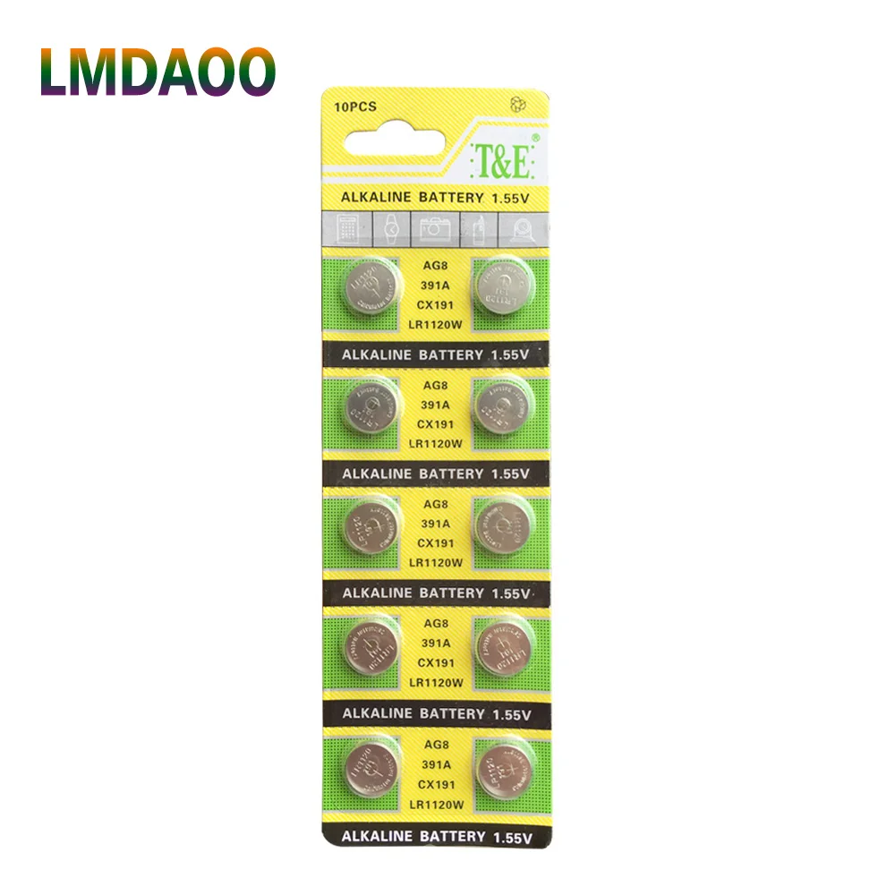 10 шт./упак. AG8 LR1120 391 SR1120 кнопочные батарейки 191 LR55 щелочные для монет 1 55 в LR1120W CX191