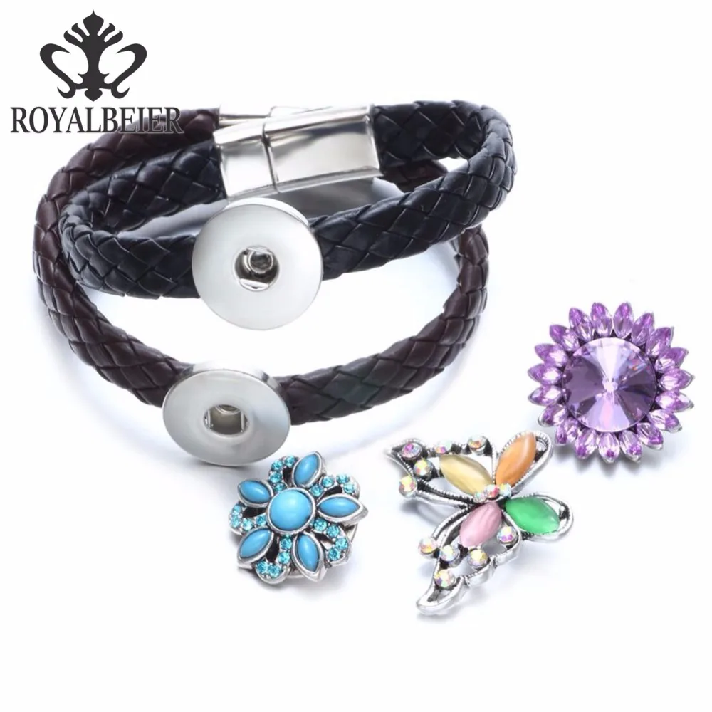 RoyalBeier 5pcs/lot Genuine Leather Snap Bracelet Magnet Buckle Fit 12/18mm Snap Button Charms 20mm Snap Bracelet Snap Jewelry
RoyalBeier 5pcs/lot Genuine Leather Snap Bracelet Magnet Buckle Fit 12/18mm Snap Button Charms 20mm Snap Bracelet Snap Jewelry