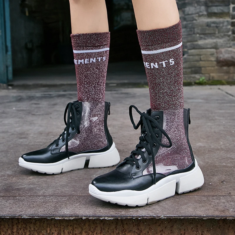 WETKISS PVC Women Ankle Boots Lace Up Round Toe Footwear Leather Flat Sole Platform Female Boot Fashion Casual Shoes Spring 2019
WETKISS PVC Women Ankle Boots Lace Up Round Toe Footwear Leather Flat Sole Platform Female Boot Fashion Casual Shoes Spring 2019