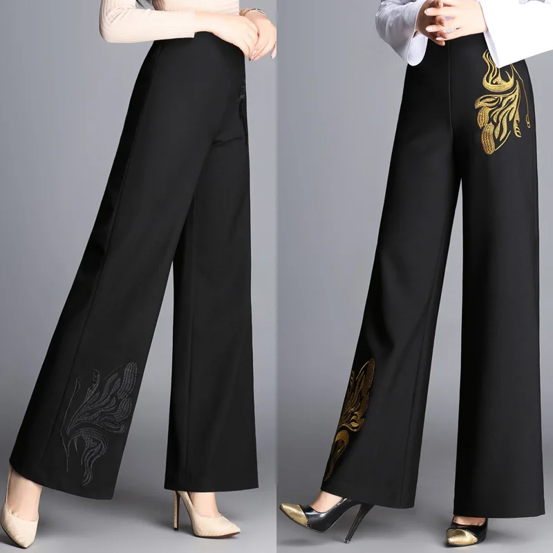 Spring Autumn High Waist Loose Wide Leg Pants Women Culotte Femme Floral Print Womens Bell Bottom Pants Formal Trouser Black Red
Spring Autumn High Waist Loose Wide Leg Pants Women Culotte Femme Floral Print Womens Bell Bottom Pants Formal Trouser Black Red