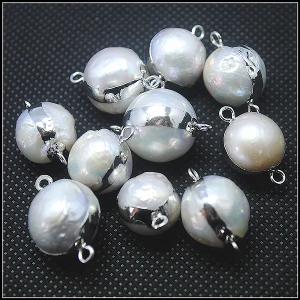 4pcs natural cultured freshwater pearl round ball pearl connectors white black color with golden silver plated
4pcs natural cultured freshwater pearl round ball pearl connectors white black color with golden silver plated