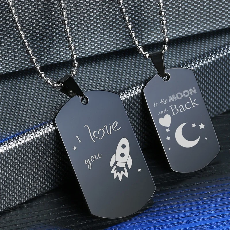 V.YA Black Stainless Steel DIY Engrave Couple Necklaces I Love you & To the Moon and Back Tag Pendant For Lover Drop Shipping
V.YA Black Stainless Steel DIY Engrave Couple Necklaces I Love you & To the Moon and Back Tag Pendant For Lover Drop Shipping
