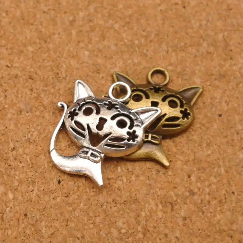 50pcs/lot 21x24mm Vintage Zinc Alloy Cat Pendant For Charm DIY Necklace Bracelet Making Antique Silver/Bronze Jewelry Findings
50pcs/lot 21x24mm Vintage Zinc Alloy Cat Pendant For Charm DIY Necklace Bracelet Making Antique Silver/Bronze Jewelry Findings