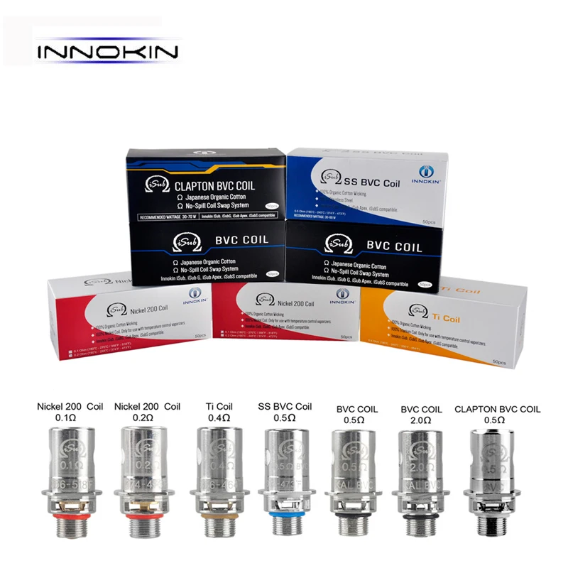 10 шт./лот Innokin iSub Sub ohm катушечные сердечники Ni200 Clapton BVC замена isub катушки для