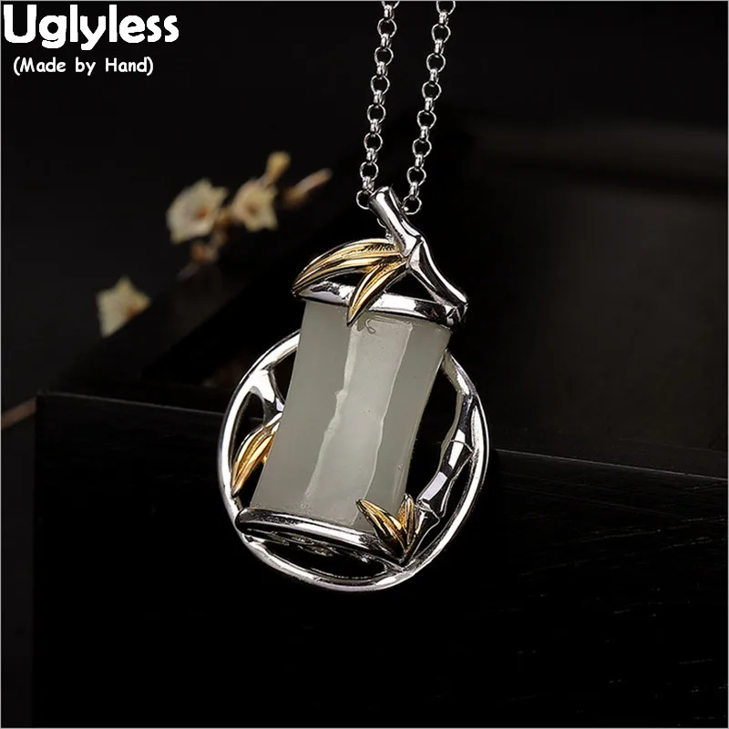 Uglyless 100% Real 925 Sterling Silver Bamboo Necklaces no Chain Natural Jade Bamboo Leaf Pendants for Women Ethnic Fine Jewelry
Uglyless 100% Real 925 Sterling Silver Bamboo Necklaces no Chain Natural Jade Bamboo Leaf Pendants for Women Ethnic Fine Jewelry