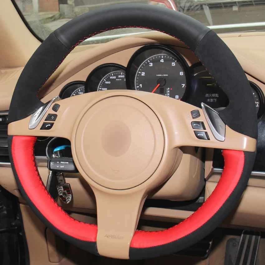 Черная замша черная натуральная кожа красная искусственная для Porsche Cayenne Panamera 2010