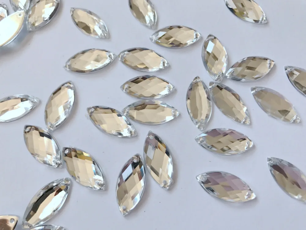 

Free shipping silver navette shape 9*20mm sew on Acryl crystal accessory loose gemstone rhinestone strass 100pcs/bag