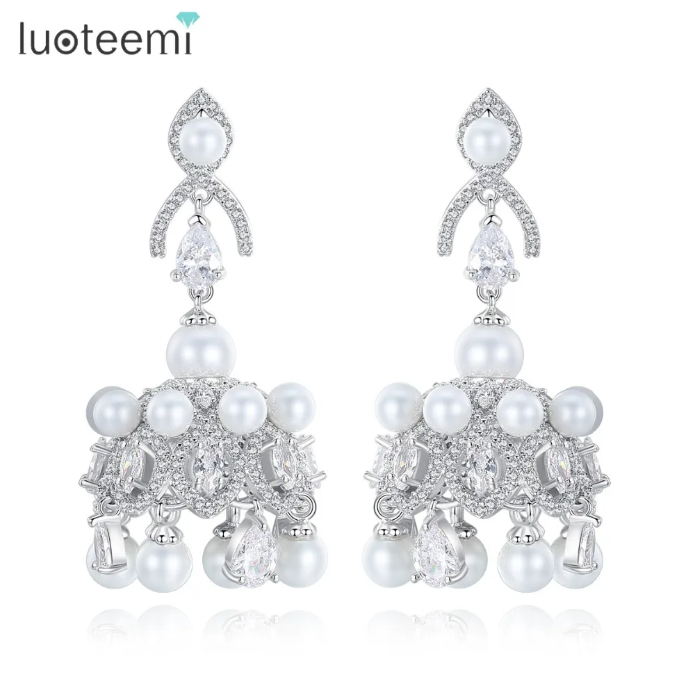 LUOTEEMI Brand Fashion Imitation Pearl Dangle Earring With CZ Crystal For Women White Gold Color Bride Drop Earring Brincos 2018
LUOTEEMI Brand Fashion Imitation Pearl Dangle Earring With CZ Crystal For Women White Gold Color Bride Drop Earring Brincos 2018
