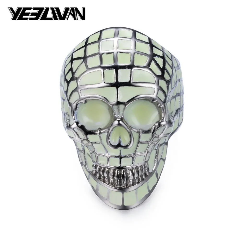 Fashion Punk Skull Luminous Rings 316L Stainless Steel Glow in the Dark Blue Green Party Big Men's Rings Halloween Jewelry
Fashion Punk Skull Luminous Rings 316L Stainless Steel Glow in the Dark Blue Green Party Big Men's Rings Halloween Jewelry