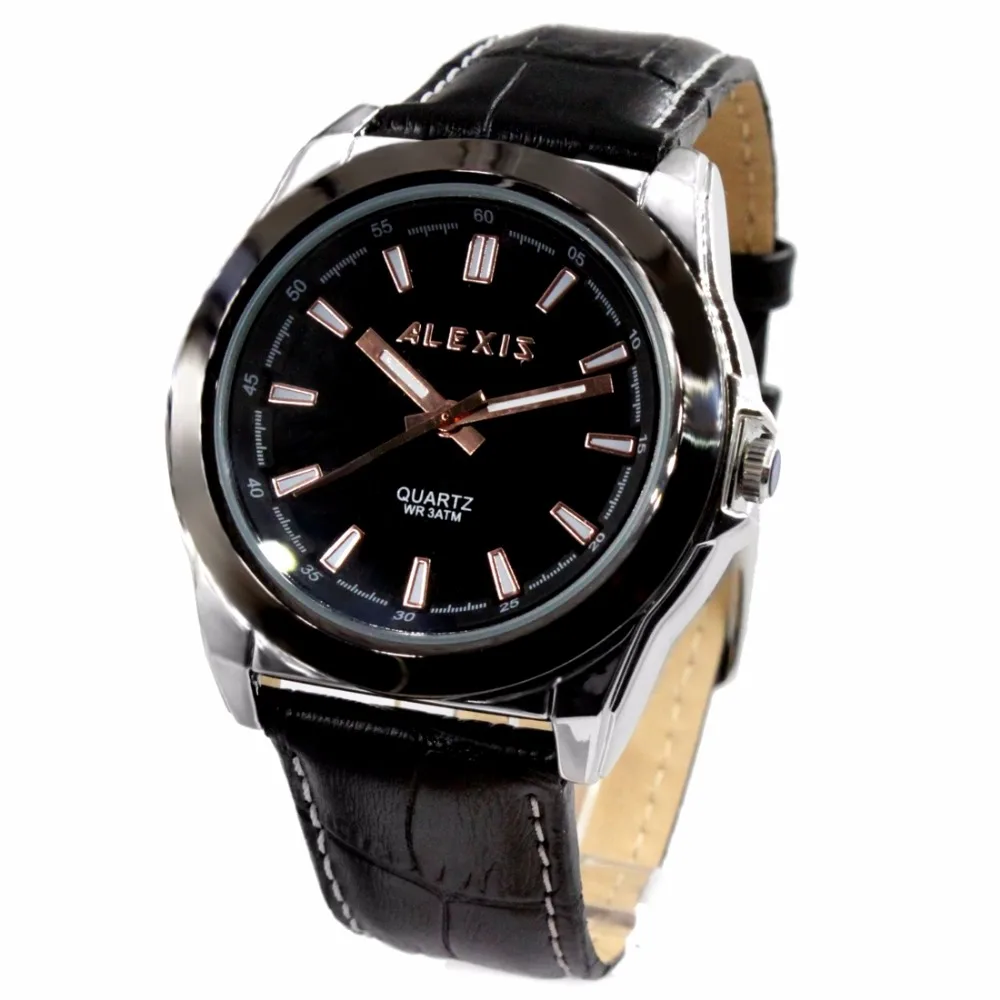 Alexis Fashion Men Analog Quartz Round Watch Japan Miyota Movement Black Geninue Leather Strap Black Dial Water Resistant
Alexis Fashion Men Analog Quartz Round Watch Japan Miyota Movement Black Geninue Leather Strap Black Dial Water Resistant