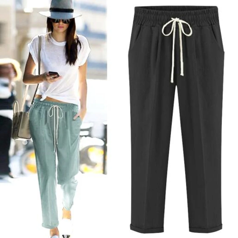 2022 Spring Summer Fashion Cotton Linen Women Pant Solid Color Elastic Waist Lady Pencil Pant Trousers Black /
2022 Spring Summer Fashion Cotton Linen Women Pant Solid Color Elastic Waist Lady Pencil Pant Trousers Black /