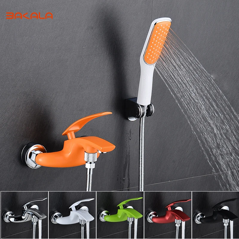 BAKALA Brass Bath Color Faucets Wall Mounted Bathroom Basin Mixer Tap Crane With Hand Shower Head Bath & Shower Faucet 2017001
BAKALA Brass Bath Color Faucets Wall Mounted Bathroom Basin Mixer Tap Crane With Hand Shower Head Bath & Shower Faucet 2017001