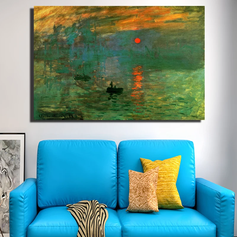 Impression Sunrise Monet известные картины репродукции живопись Плакаты для гостиной стены