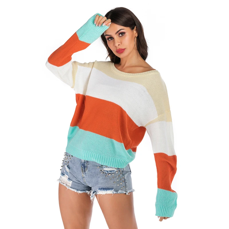 Europe and America lazy wind chic sweater female 2019 new simple contrast color pullover shirt loose sweater
Europe and America lazy wind chic sweater female 2019 new simple contrast color pullover shirt loose sweater