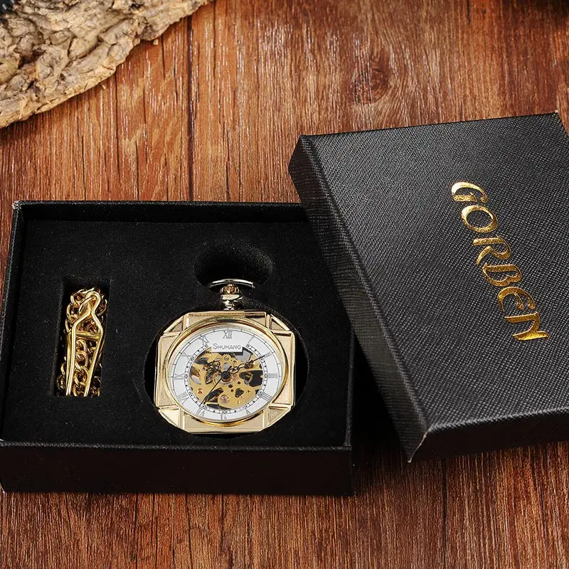 Роскошные золотые Механические карманные часы винтажные золотистые Мужские