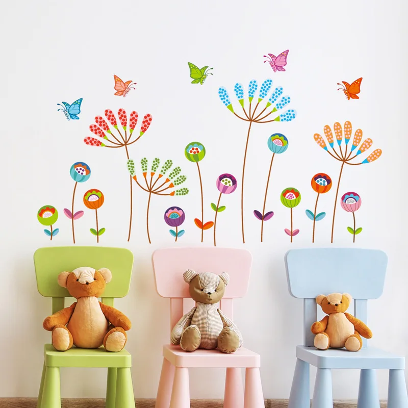 Colorful cartoon flower decor sticker PVC Material DIY Butterfly flowers wall decals For kids room kindergarten wall sticker
Colorful cartoon flower decor sticker PVC Material DIY Butterfly flowers wall decals For kids room kindergarten wall sticker