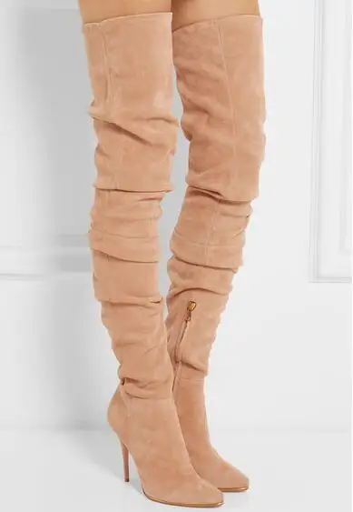 Hot Selling Beige Grey Suede Leather Over The Knee Boots Pointed High Heel Side Zipper Tight High Boots Women Long Boots
Hot Selling Beige Grey Suede Leather Over The Knee Boots Pointed High Heel Side Zipper Tight High Boots Women Long Boots