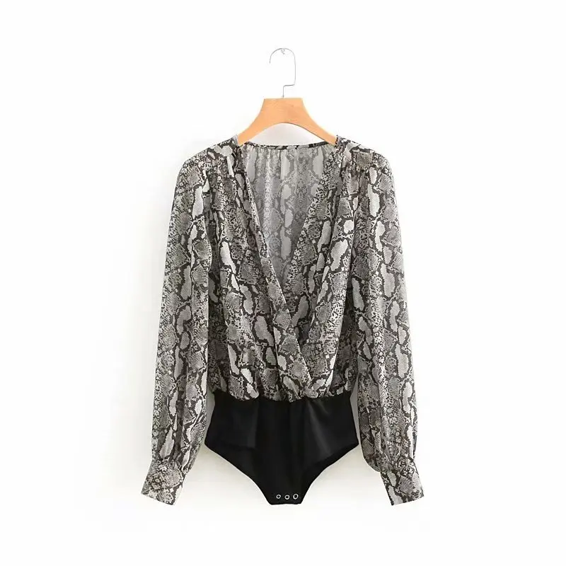 Women Retro sexy cross v neck snake print slim bodysuit shirt casual Long sleeve siamese blouse playsuits feminina blusas LS2626
Women Retro sexy cross v neck snake print slim bodysuit shirt casual Long sleeve siamese blouse playsuits feminina blusas LS2626