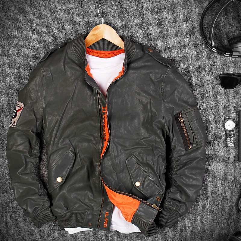 Sheepskin Men Genuine Leather Jackets Slim Pilot Leather Coat Plus Size Men Leather Jackets
Sheepskin Men Genuine Leather Jackets Slim Pilot Leather Coat Plus Size Men Leather Jackets