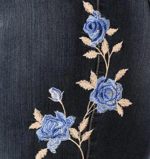 Stretch Embroidered Jeans For Women Elastic Flower Jeans Pencil Pants Denim Trousers Slim Fit Pockets Dark Blue Plus Size 7Q1343
Stretch Embroidered Jeans For Women Elastic Flower Jeans Pencil Pants Denim Trousers Slim Fit Pockets Dark Blue Plus Size 7Q1343