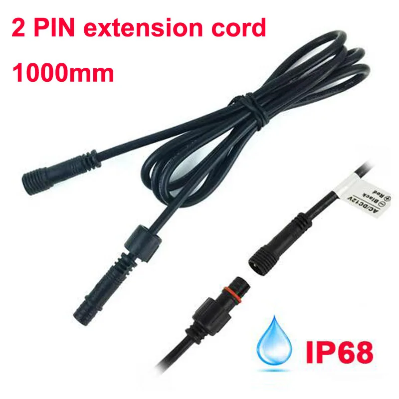 2PIN 1 метр IP67 Водонепроницаемый удлинитель/провод подключения/шнур питания для