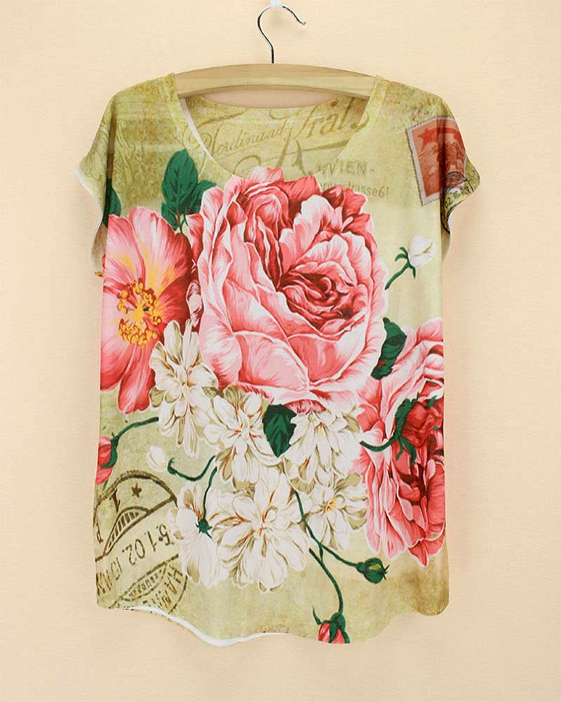 Женская футболка с цветочным принтом модная дизайнерская коротким рукавом и