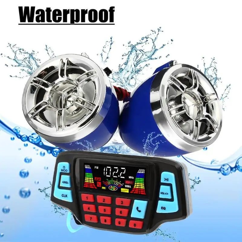 VODOOL Motorcycle Accessories Audio Parts Waterproof Motorcycle Handlebar Audio System USB TF FM Radio MP3 Speakers