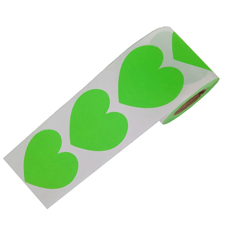 2019 новый тренд 250 шт. 2 дюймов канцелярские «любящее сердце» Стикеры s самоклеящиеся этикетки для подарка украшения флуоресцентный зеленый С...