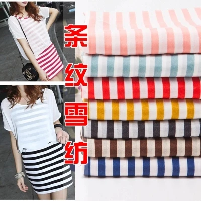 Pop style Striped print chiffon fabric DIY sewing for Dress T-shirt Pajamas Colorful black white blue red green coffee yellow
Pop style Striped print chiffon fabric DIY sewing for Dress T-shirt Pajamas Colorful black white blue red green coffee yellow