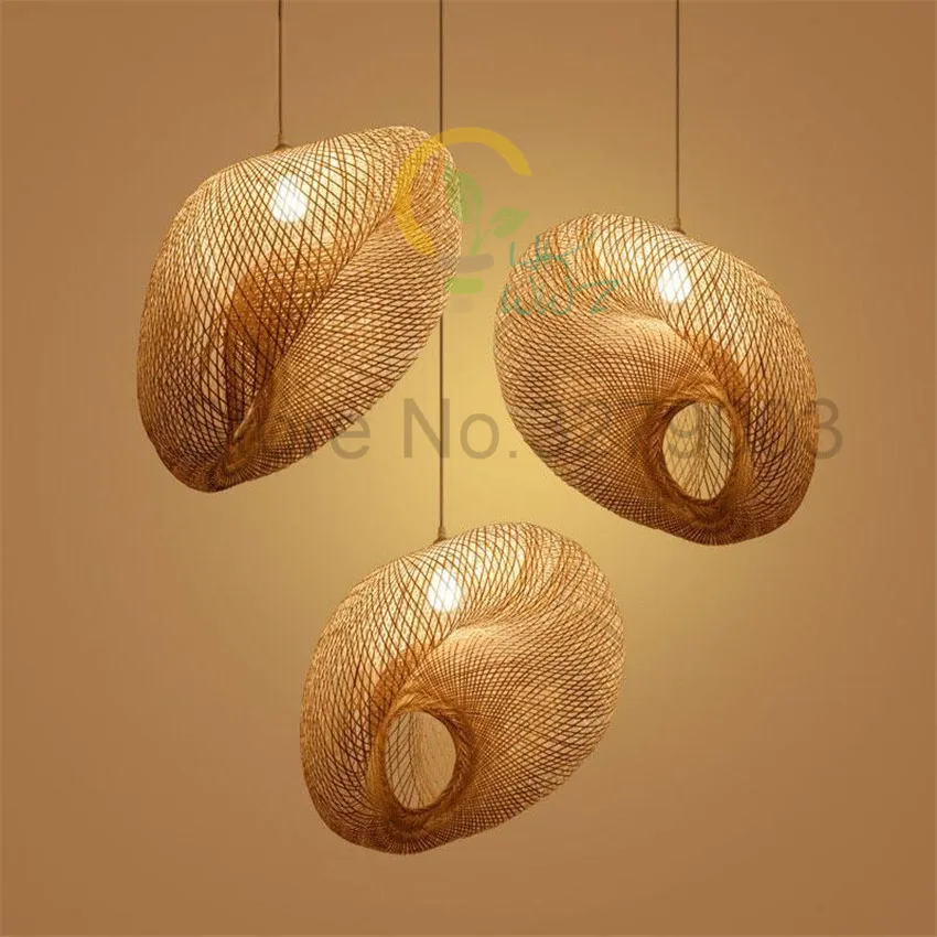 

Подвесные светильники специальной формы, диаметр 60 см, из ротанга, ручной работы, бамбуковое плетение, подвесной светильник для ресторана, к...