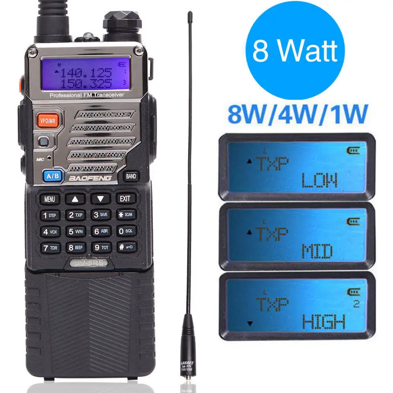 BaoFeng UV 5RE 8 Вт Мощный иди и болтай Walkie Talkie “иди 3800 мАч 10 км дальний UHF УКВ диапазона CB