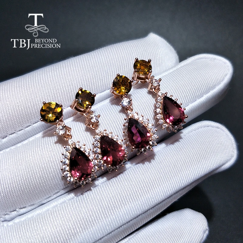 Женский турмалиновый драгоценный камень TBJ разноцветные ювелирные украшения из