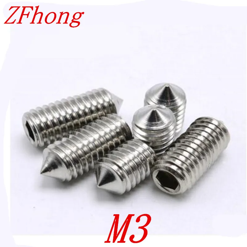 500PCS DIN913 M3*3/4/5/6/8/10/12 m3 Stainless steel cone point hex socket set grub screw
500PCS DIN913 M3*3/4/5/6/8/10/12 m3 Stainless steel cone point hex socket set grub screw